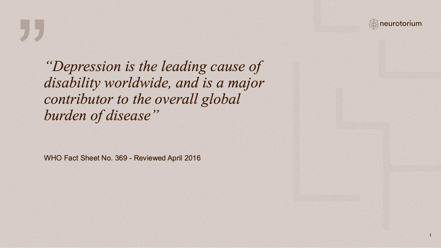 Major Depressive Disorder – Epidemiology and Burden – slide 6